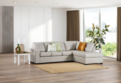 DIAMOND - Leather-Look Right-Hand Facing Corner Chaise with Sofa Bed