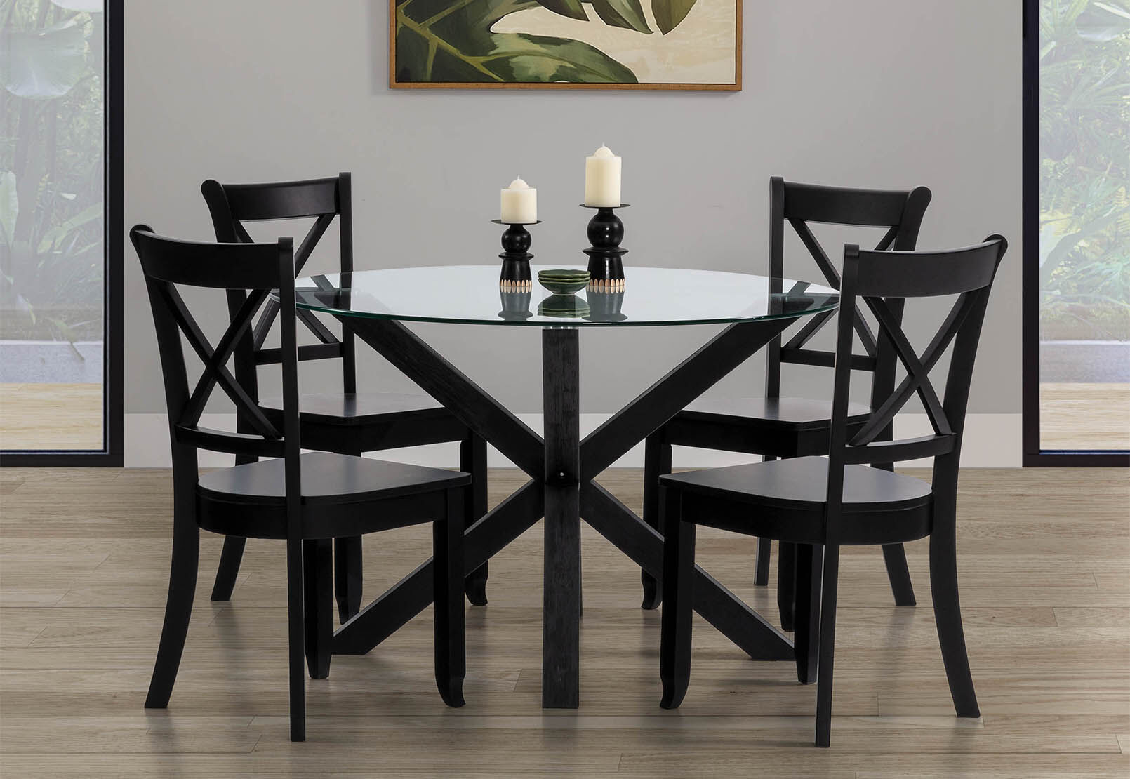 PROMENADE - 1200 Round Glass Top Dining Table PROMENADE