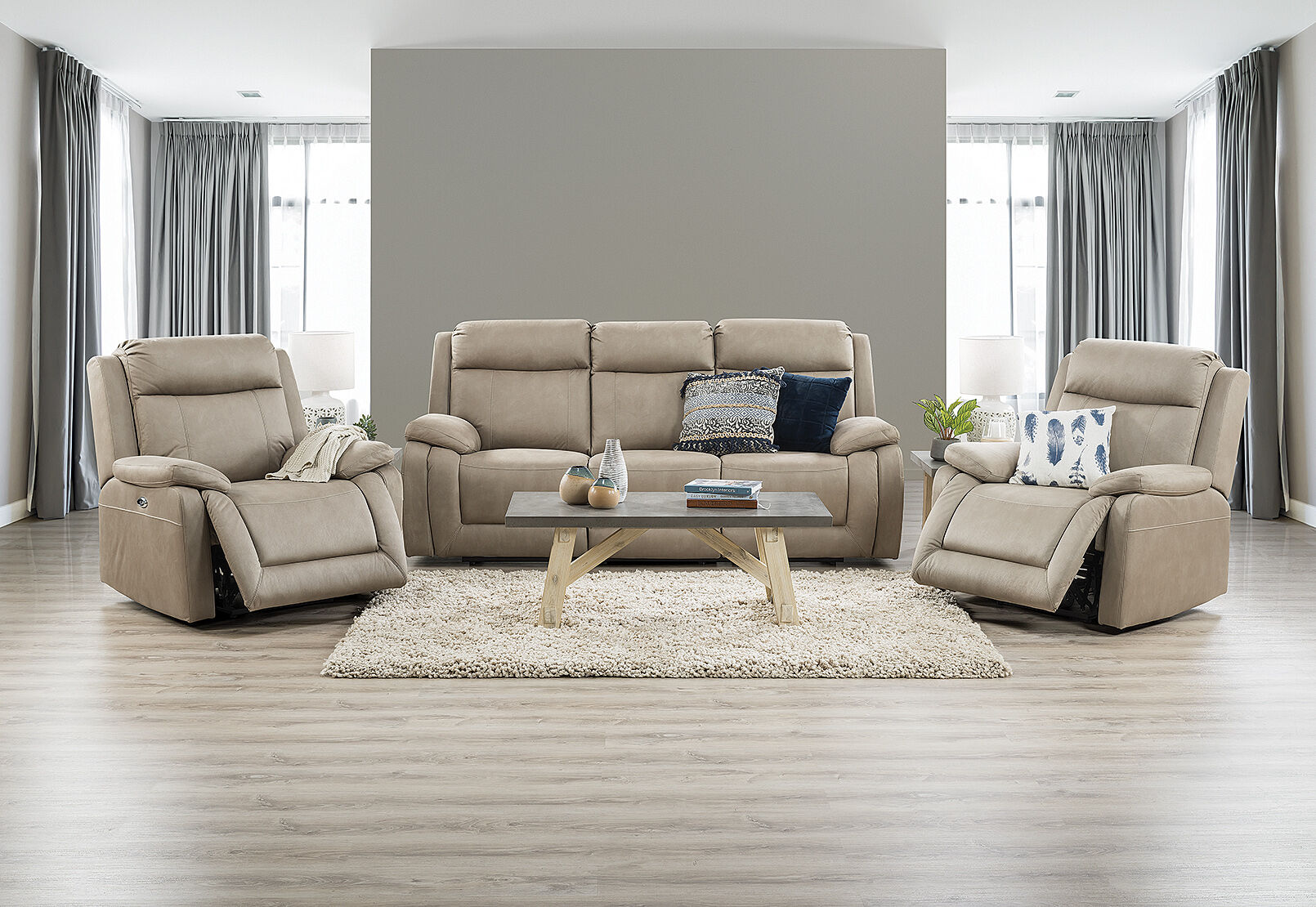 SAN MARCO - Fabric 3 Piece Recliner Suite SAN MARCO