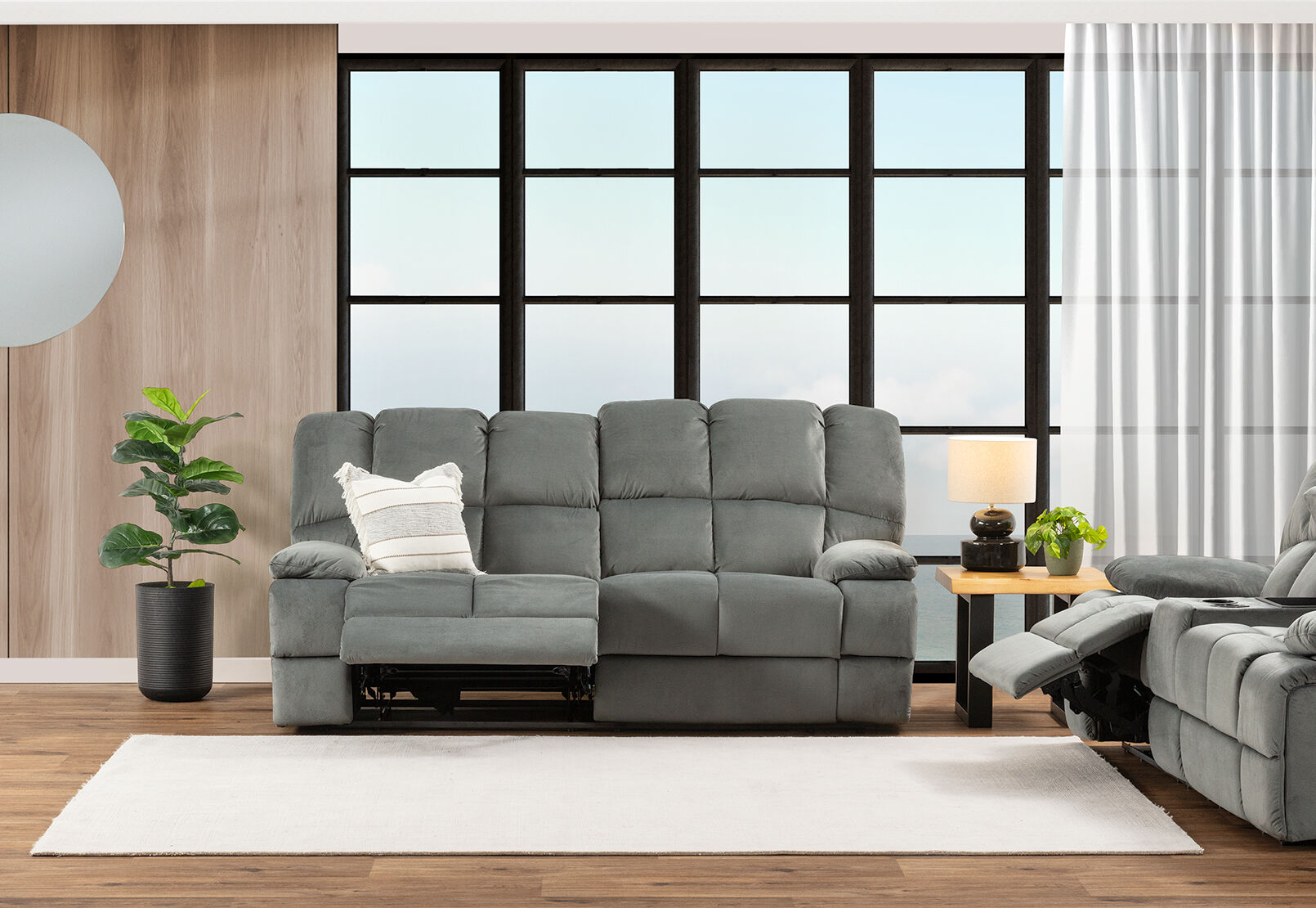 LEBRON FABRIC - 3 Seater with 2 inbuilt Recliners LEBRON FABRIC