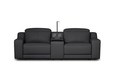 VANTRO LEATHER - 2 Seater Sofa with 2 Inbuilt Electric Recliners and Speaker Console