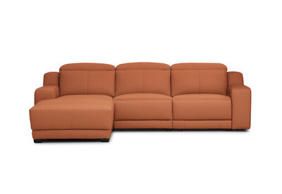 VANTRO LEATHER - 3 Seater LHF Chaise with Inbuilt Electric Recliner