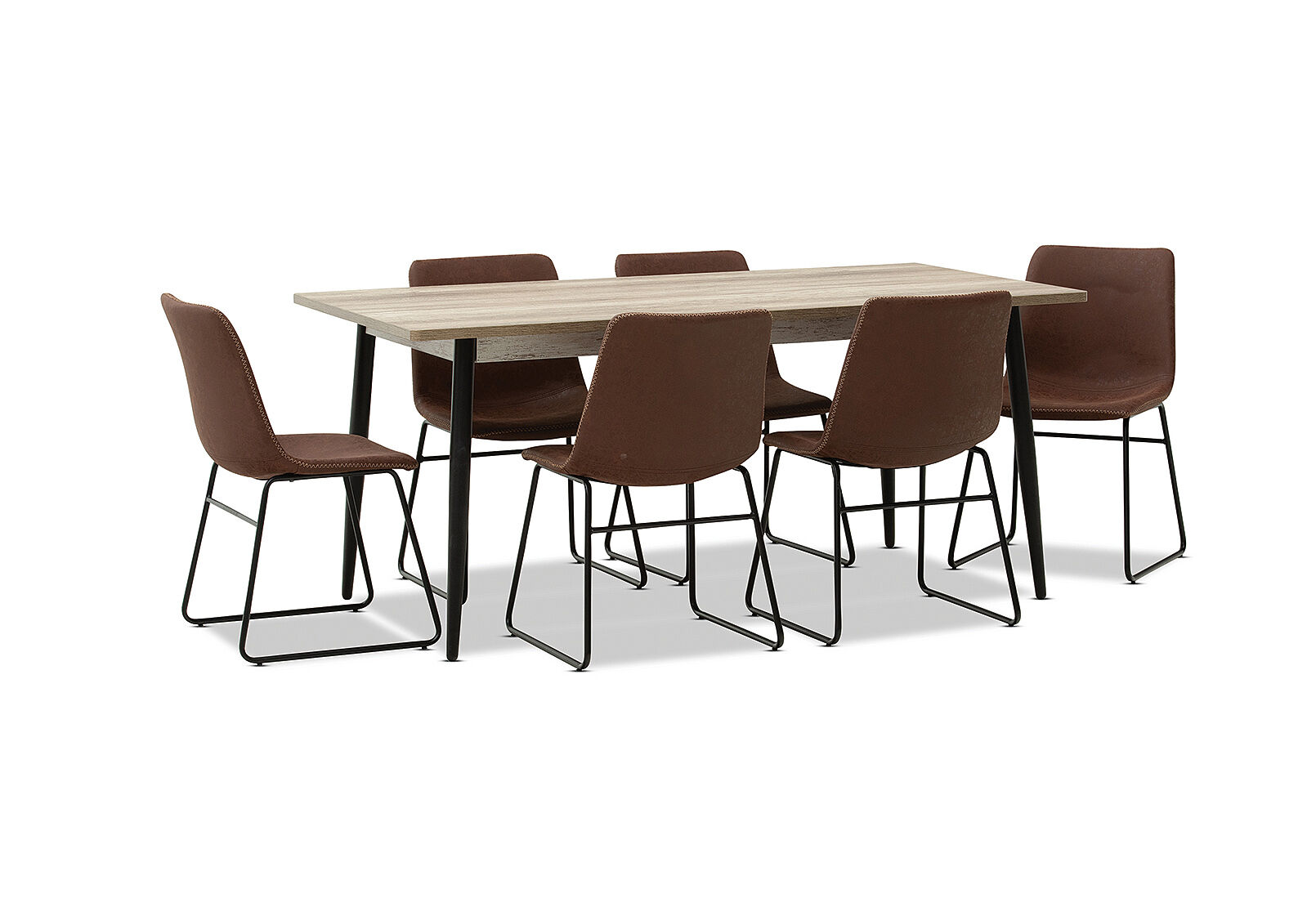 TAN KORI 7 Piece Dining Suite with Loz MK2 Dining Chairs Amart Furniture