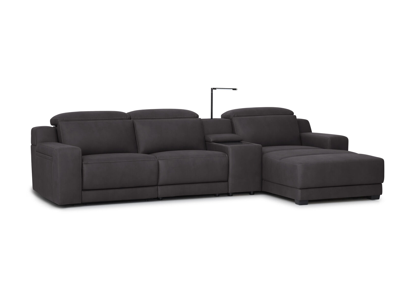 VANTRO FABRIC - 3 Seater RHF Chaise with Console and Inbuilt Electric Recliner VANTRO FABRIC