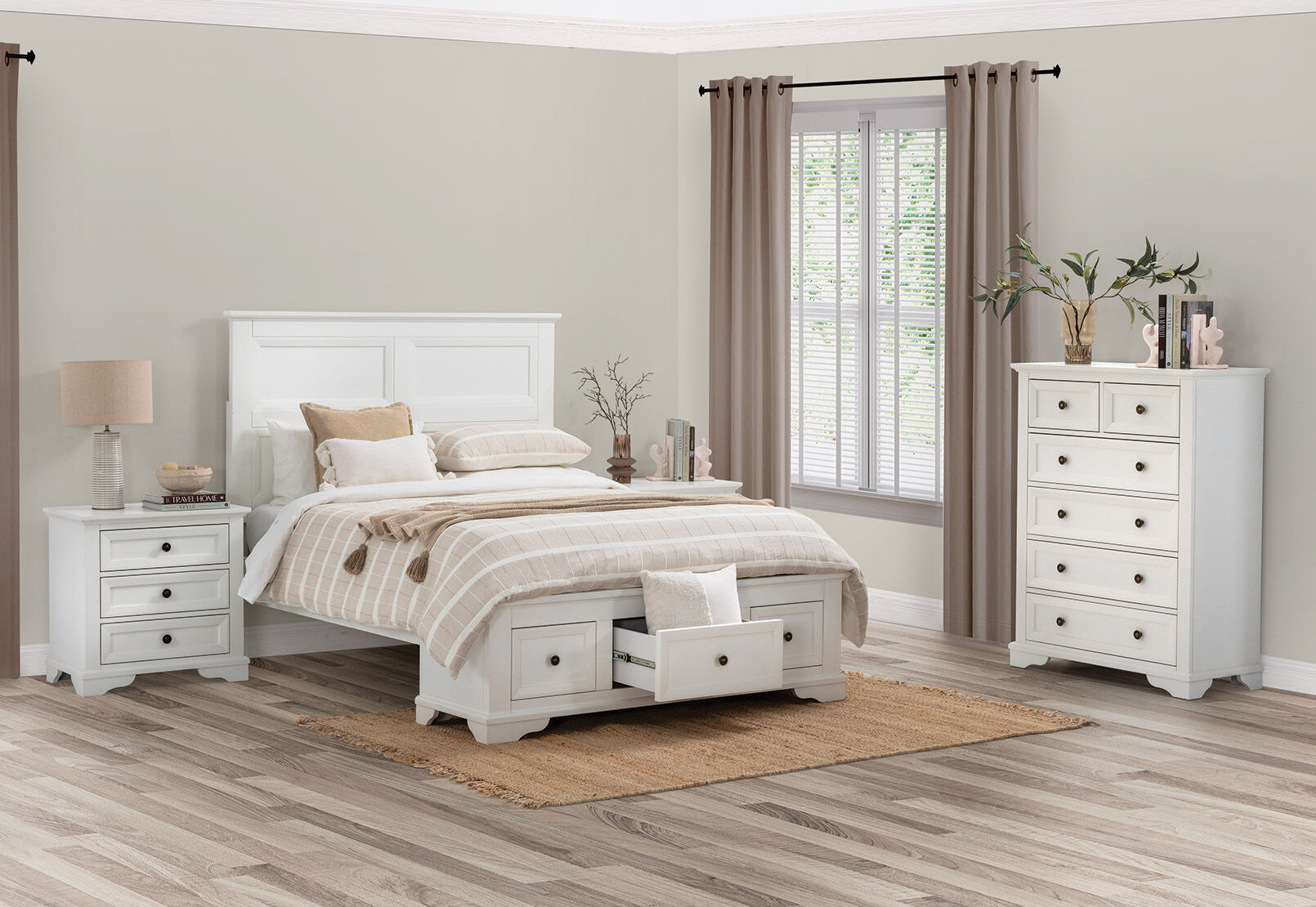 CHANELLE - 4 Piece Queen Tall Chest Bedroom Suite CHANELLE