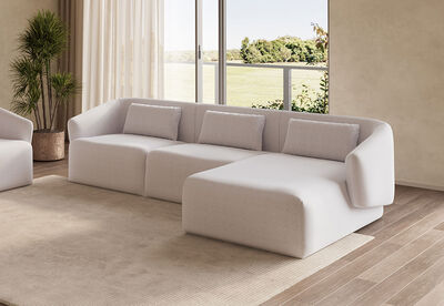 IMARA FABRIC - 3 Seater Sofa with RHF Chaise