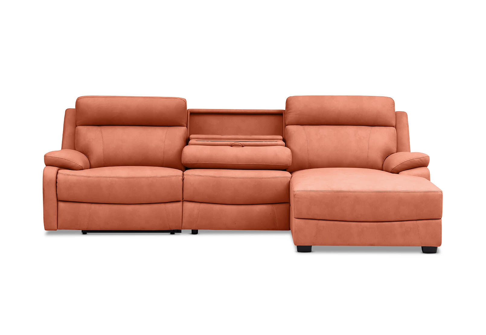 LYNCOLN - Fabric 3.5 Seat Right Hand Facing Chaise with Drop Down Table LYNCOLN
