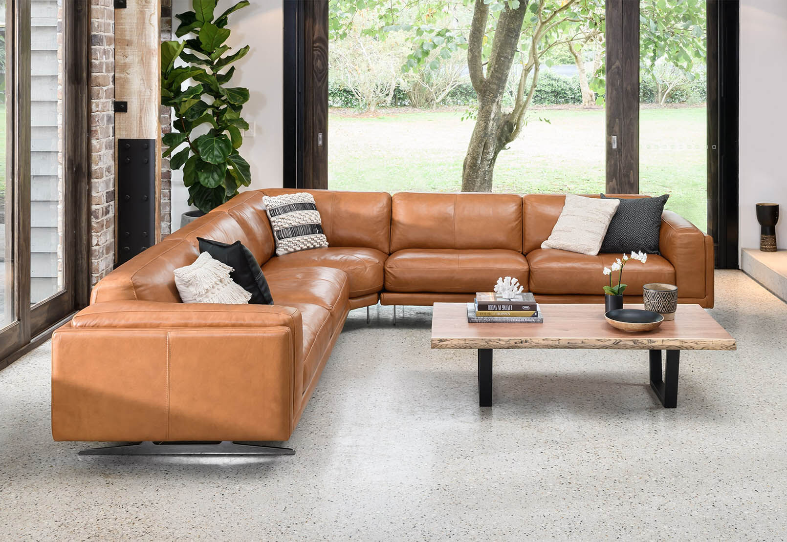 Amart brown hotsell leather couch