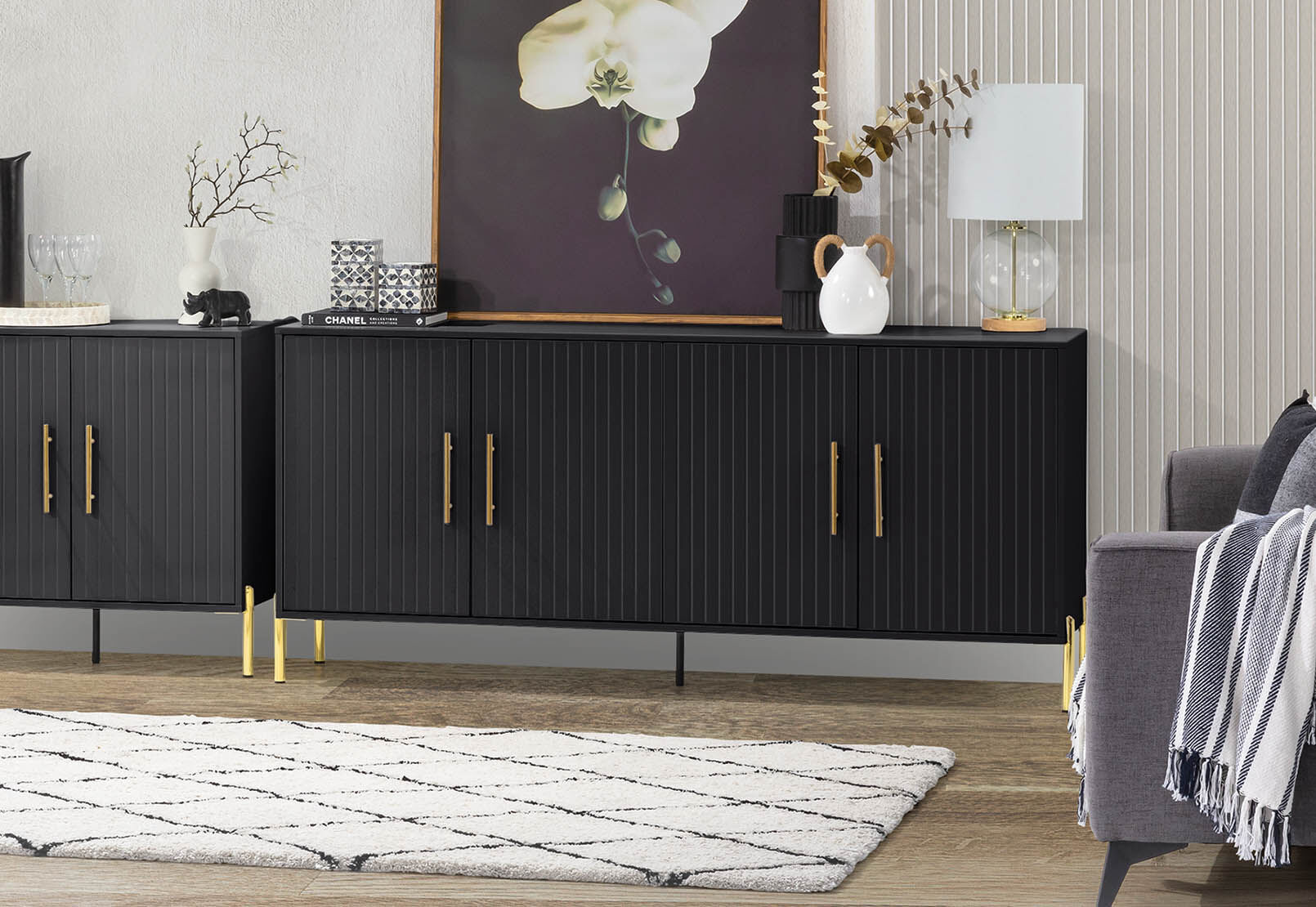 DELGADO - Black 4 Door Buffet DELGADO