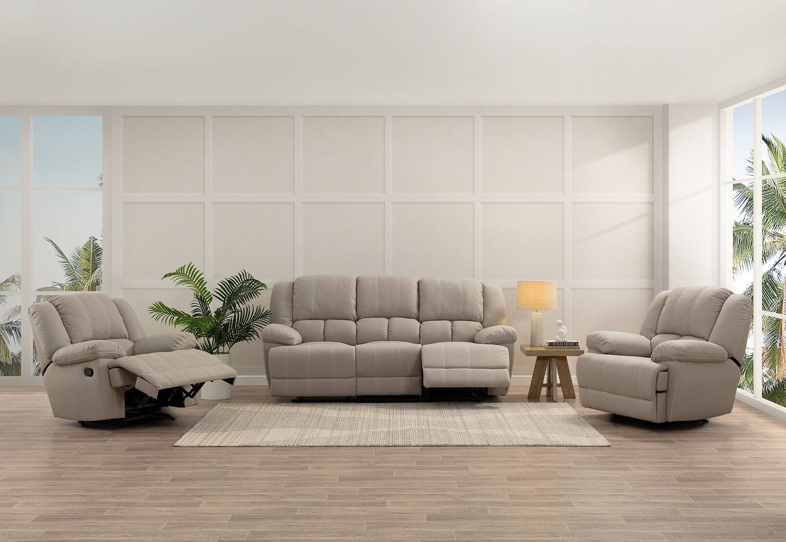 ADRIANO FABRIC - 3 Seater Sofa with 2 Inbuilt Recliners ADRIANO FABRIC