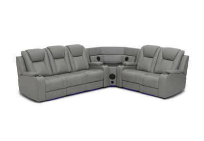 SENTINAL MK2 LEATHER - 5 Piece Corner with LHF 3 Seater
