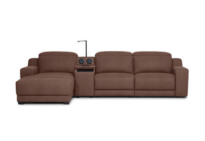 VANTRO FABRIC - 3 Seater LHF Chaise with Speaker Console and Inbuilt Electric Recliner