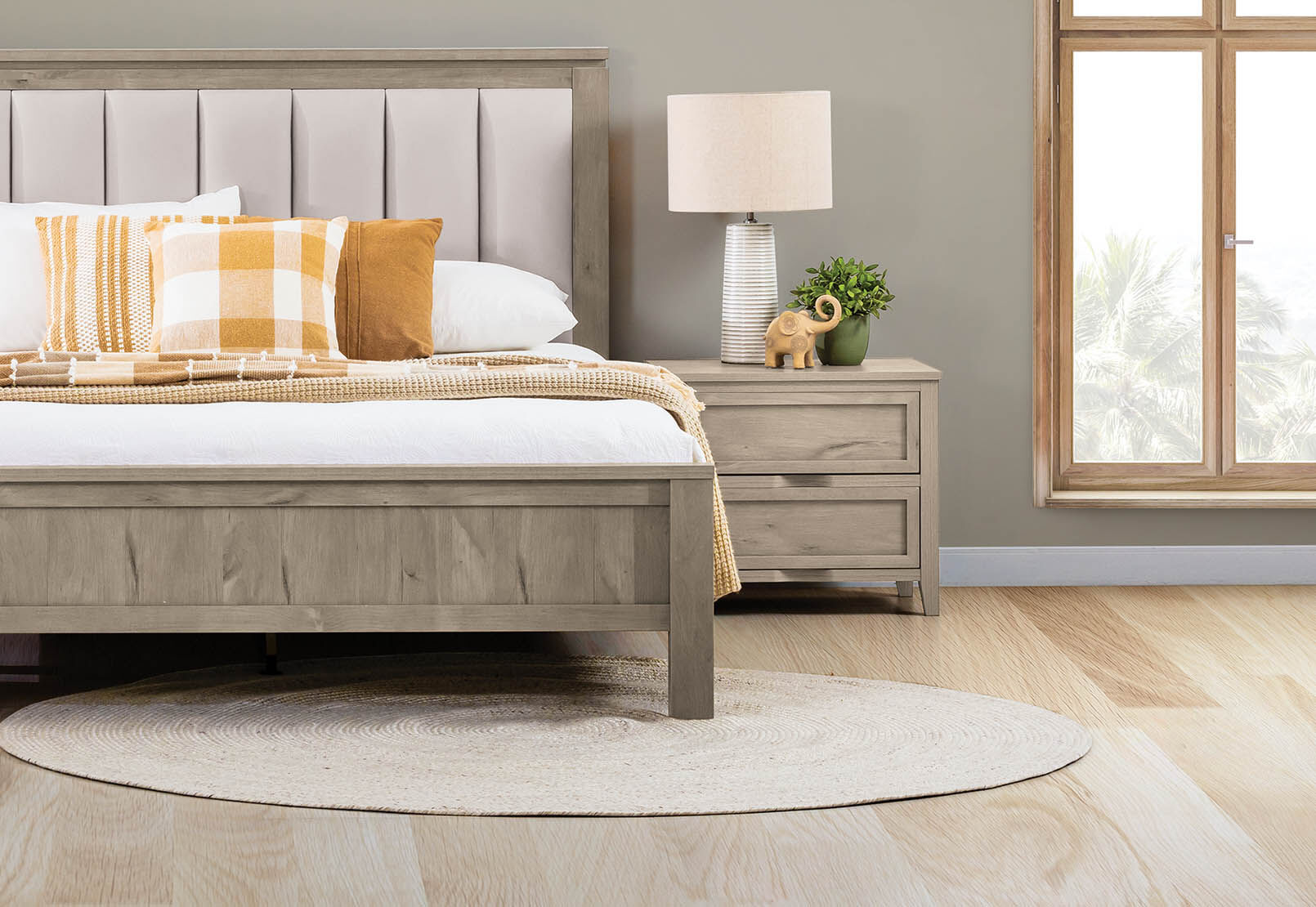 Washed wood bedside shop table