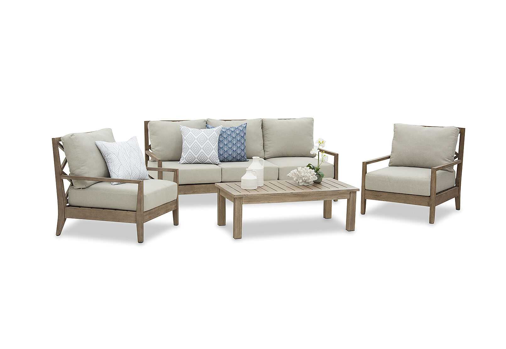 weather grey lillian 4 piece outdoor lounge setting amart furniture
