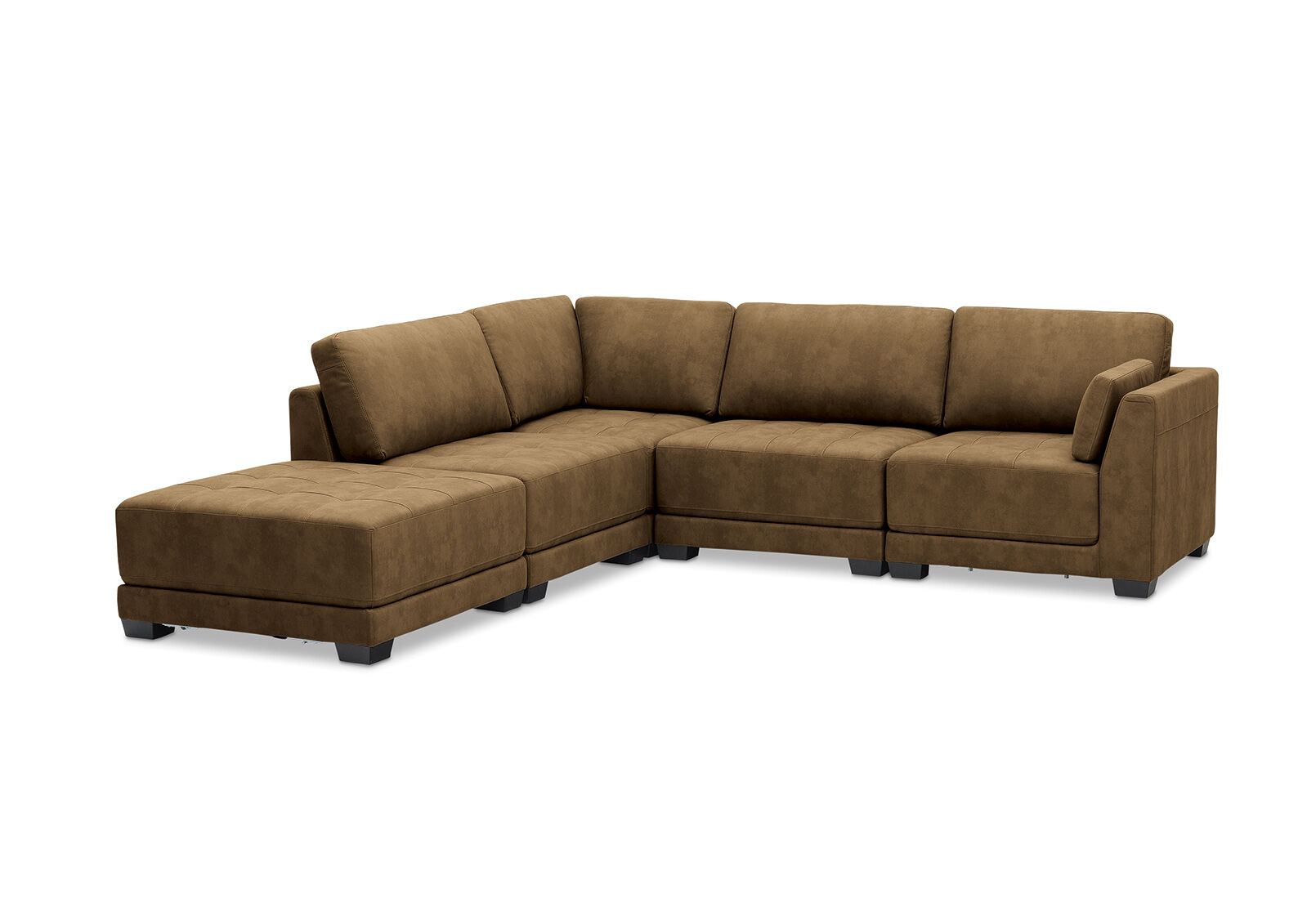 BROWN ELEANOR Fabric 5 Piece Corner Lounge Setting
