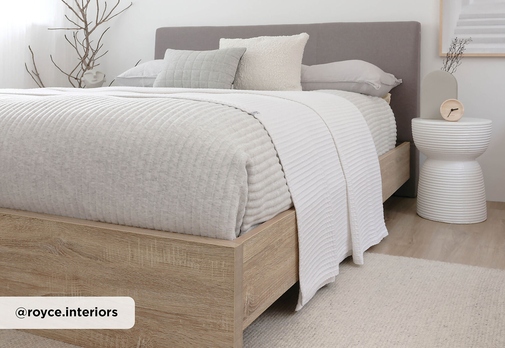 BEECH/GREY FORFAR Queen Bed