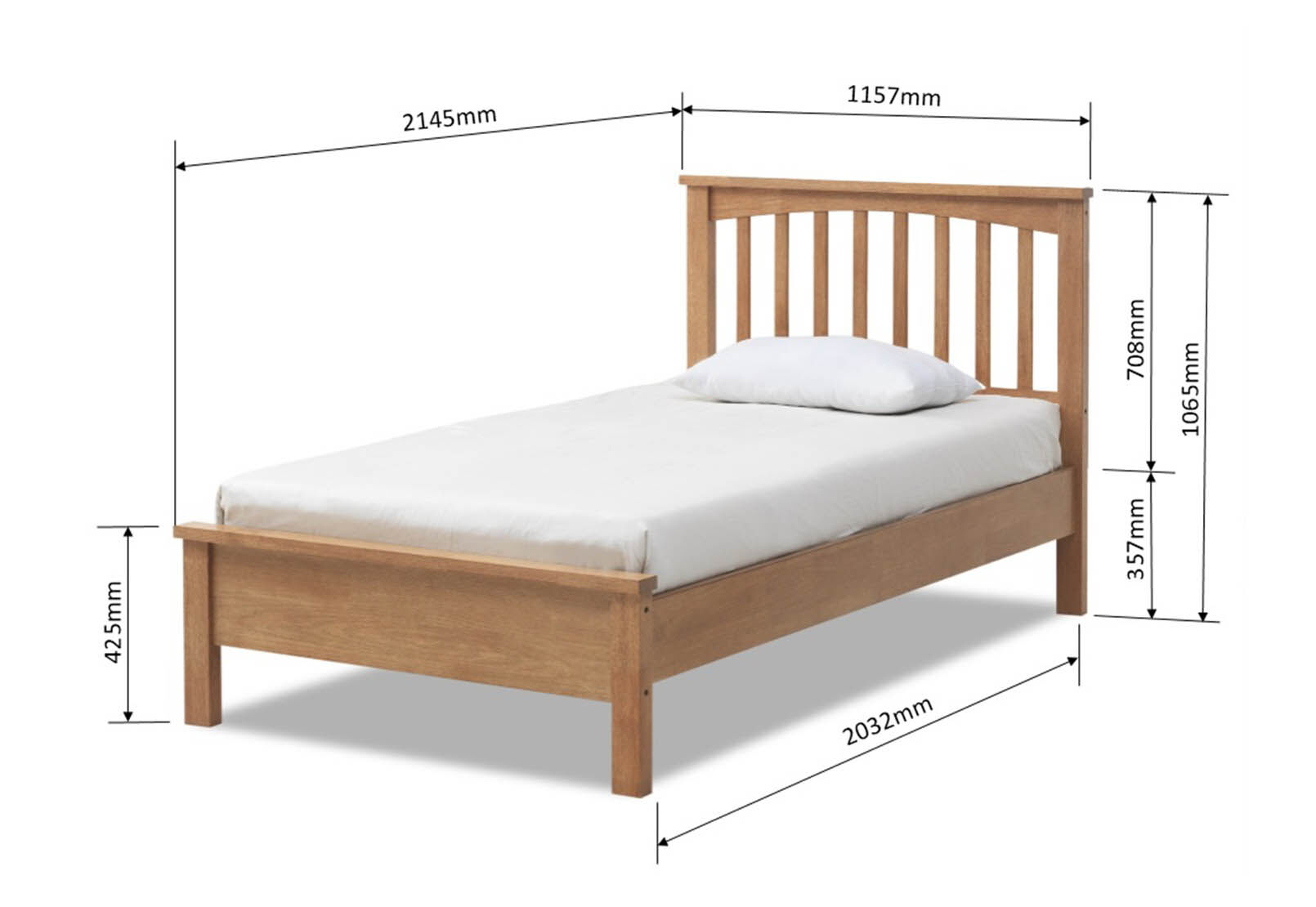 OAK Oakham Oak Coloured King Single Bed Amart Furniture