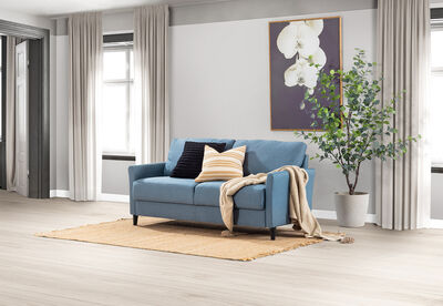 GRIFFIN - Blue 3 Seat Sofa with Storage