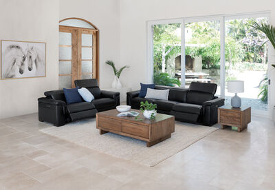 LUCIANO - Leather 2.5 Seater Sofa with 2 Electric Recliners