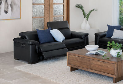 LUCIANO - Leather 2.5 Seater Sofa with 2 Electric Recliners
