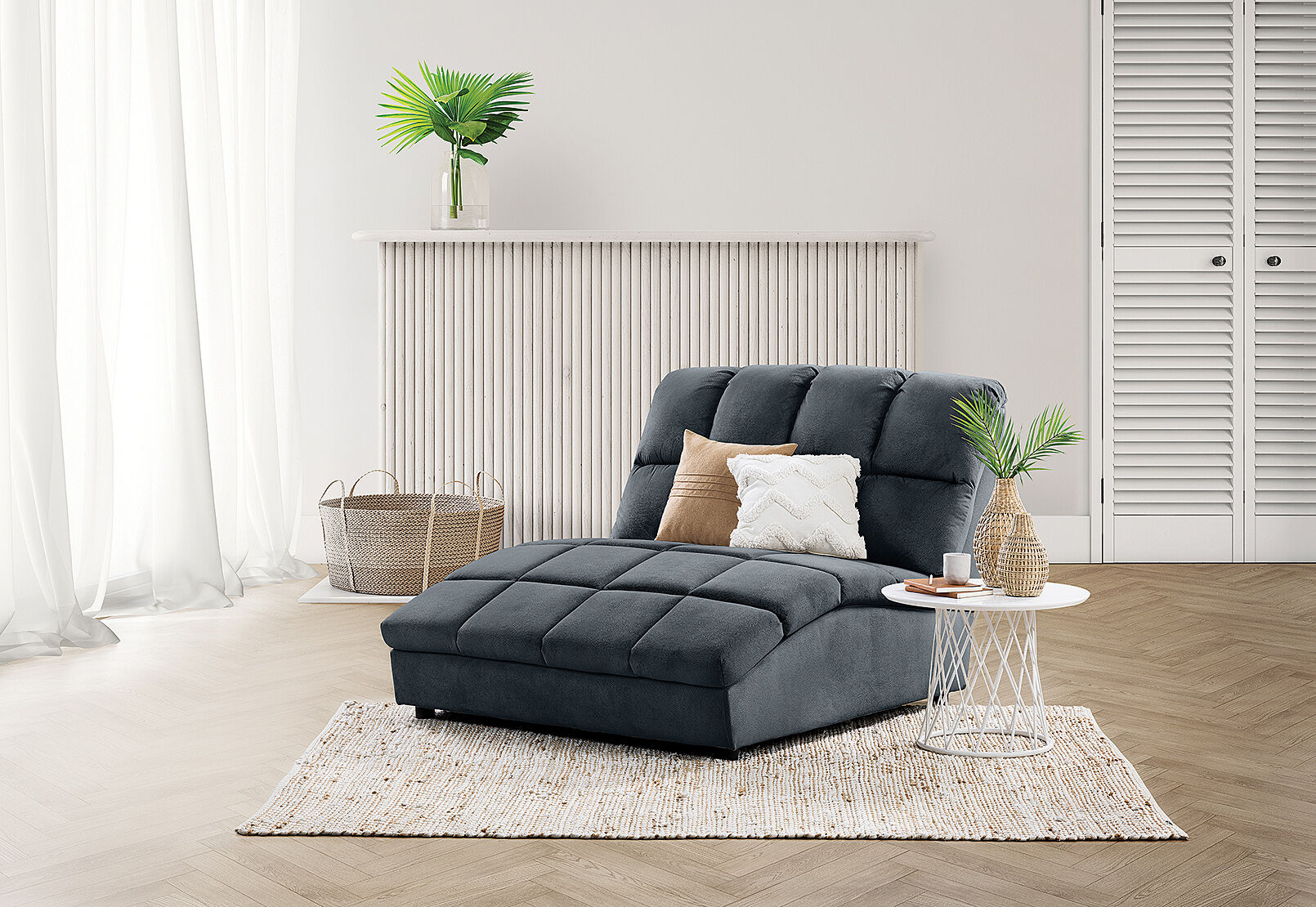 dark grey spartacus fabric chaise chair amart furniture