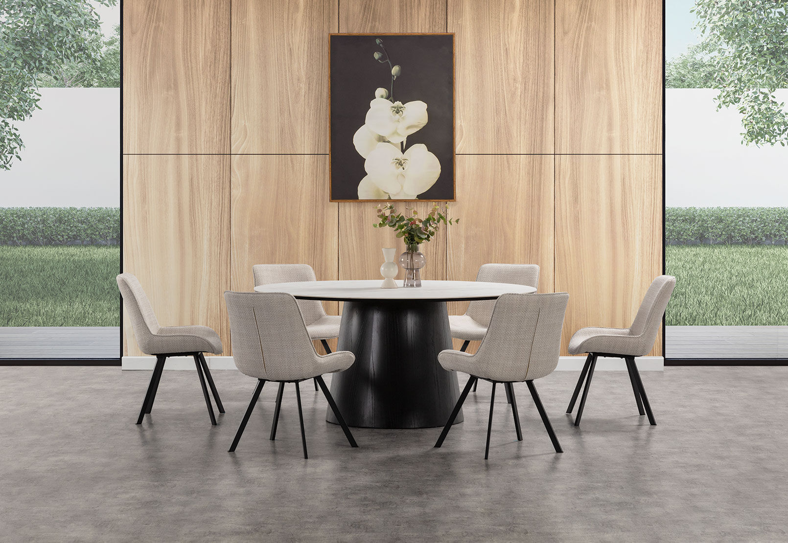 THANOS - 7 Piece Ceramic Dining Suite with Vesta Chairs THANOS