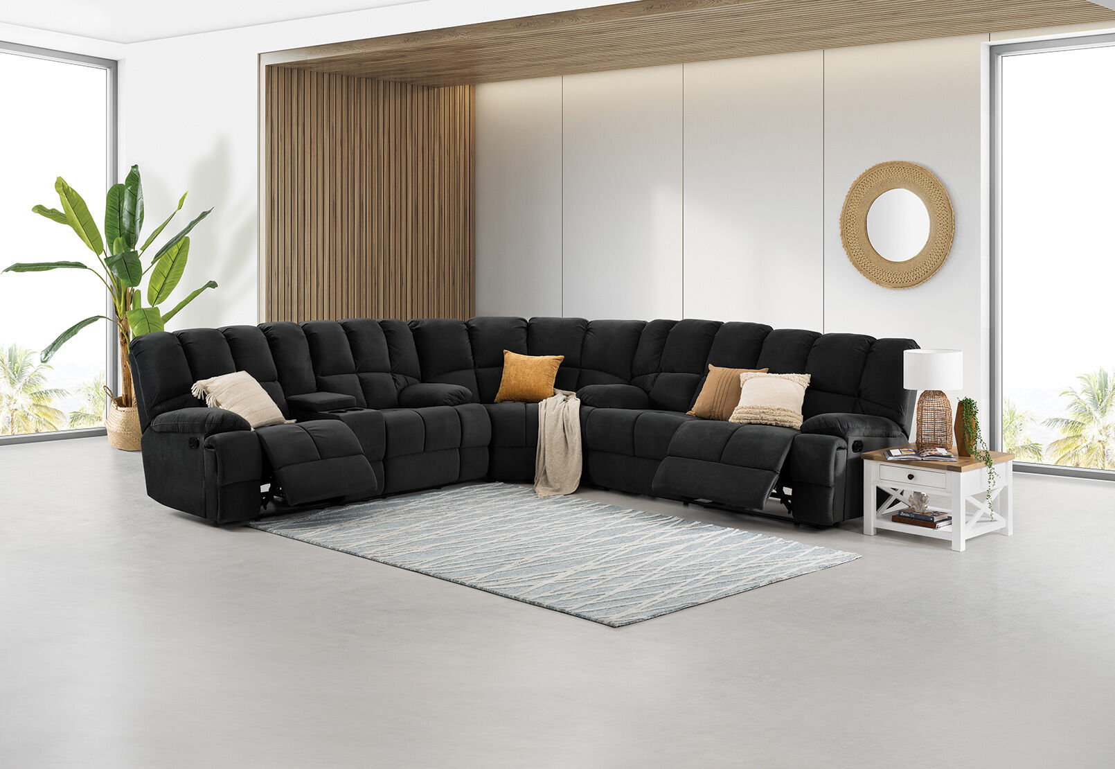 CHARCOAL GLADIATOR Fabric Corner Lounge Suite