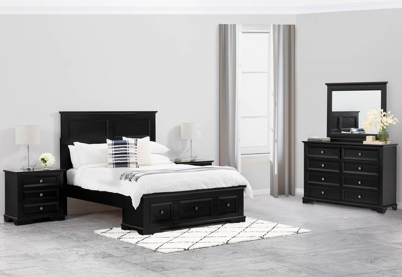 BLACK CHANELLE Dresser with Mirror