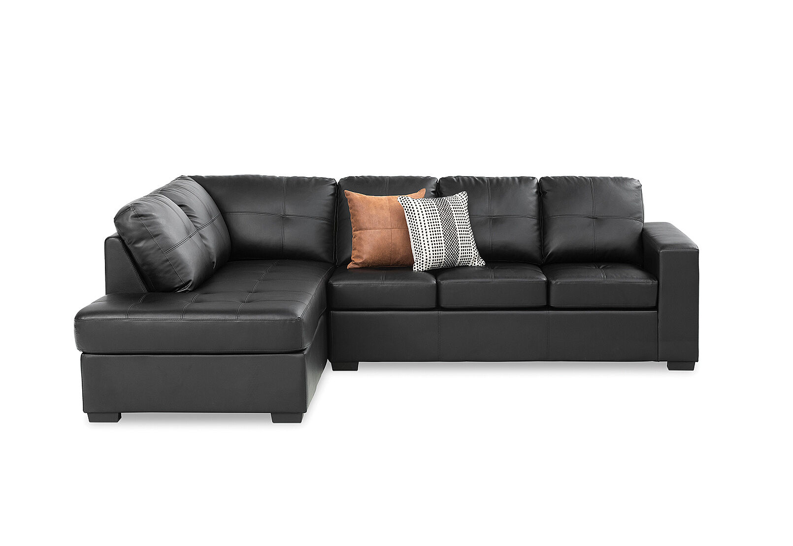 DIAMOND - Leather-Look Left-Hand Facing Corner Chaise with Sofa Bed DIAMOND