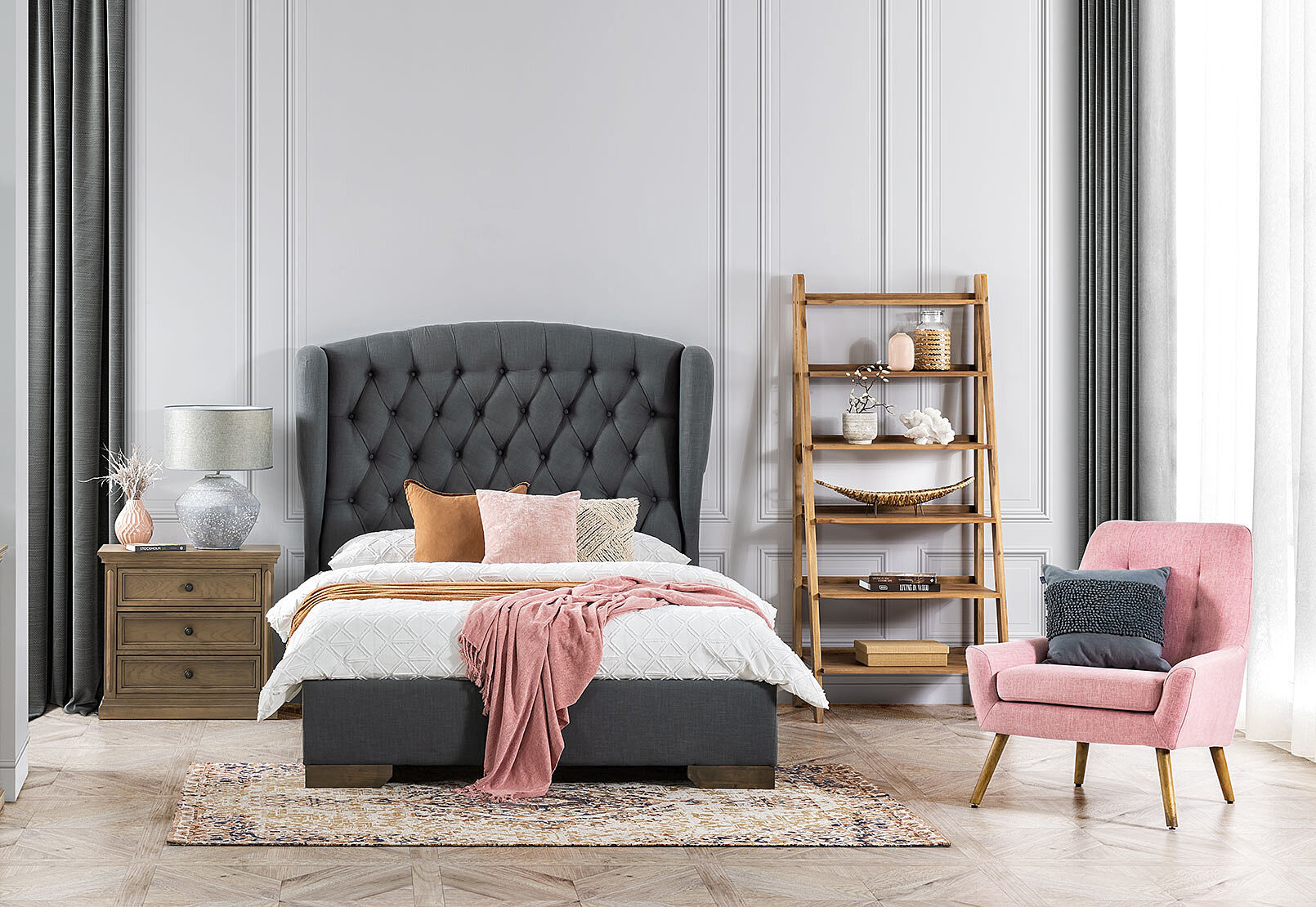 LIGHT PINK PENNY Fabric Accent Chair