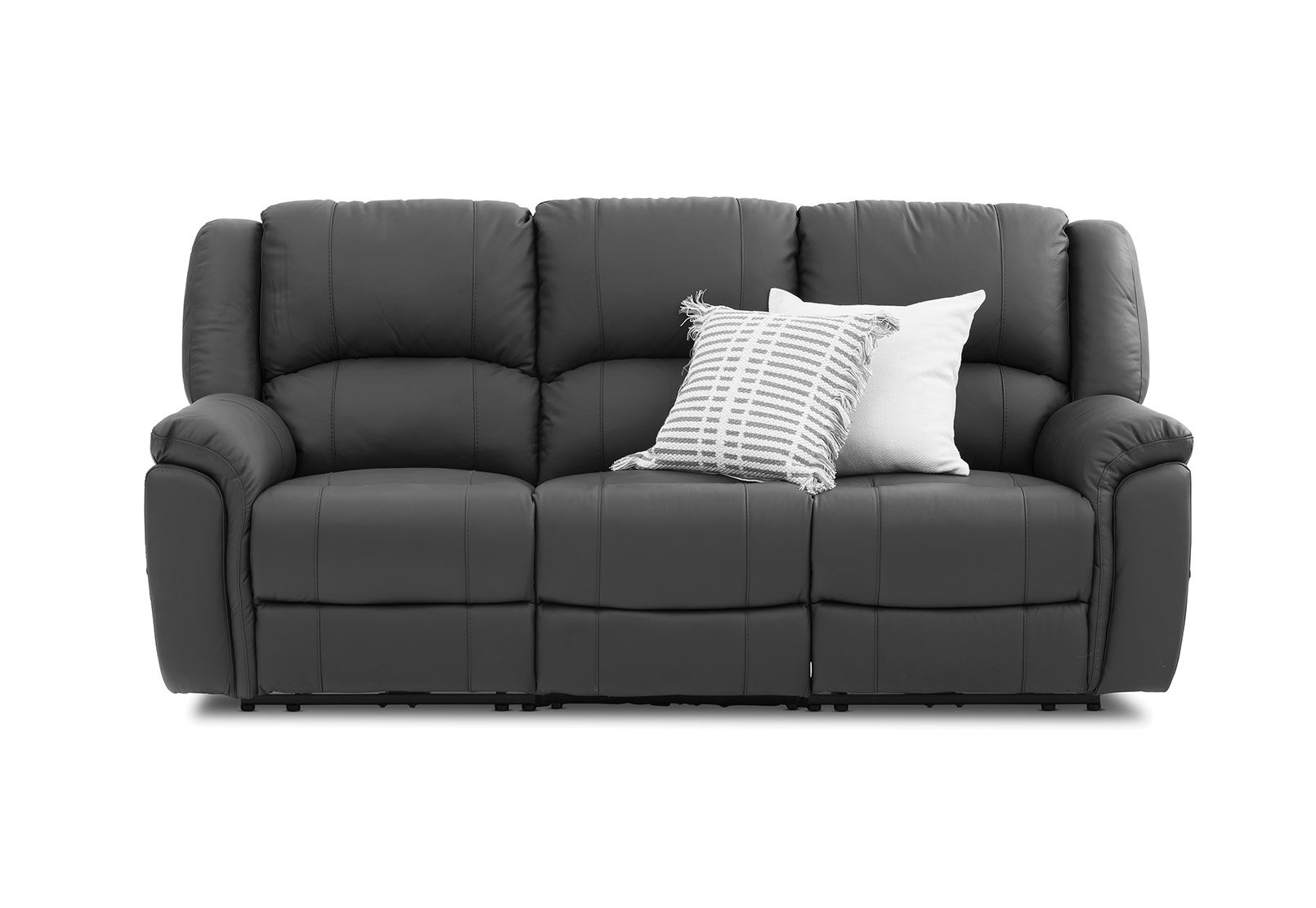 GEOFFREY - Leather 3 Seat Sofa with 2 Inbuilt Manual Recliners GEOFFREY