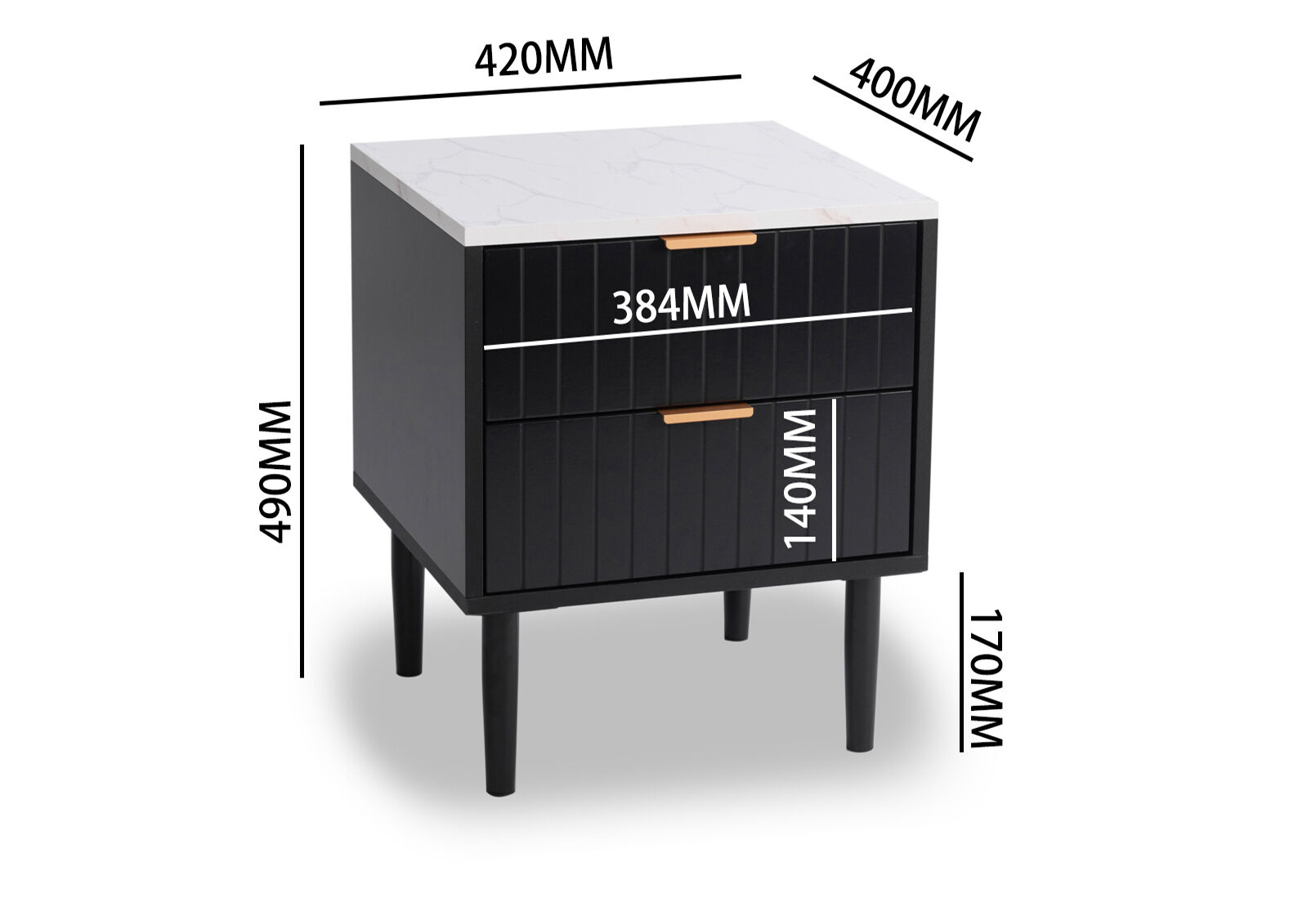 SHAW - 2 Drawer Bedside SHAW