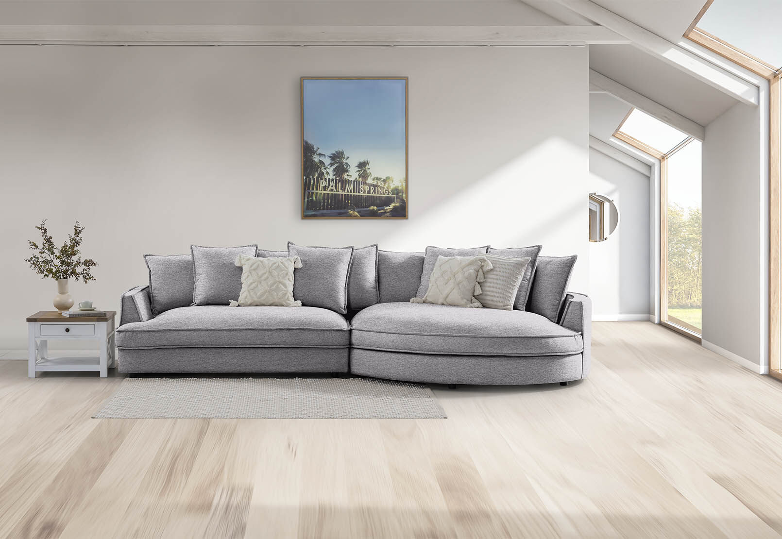 MID GREY THEA RHF Curved Chaise