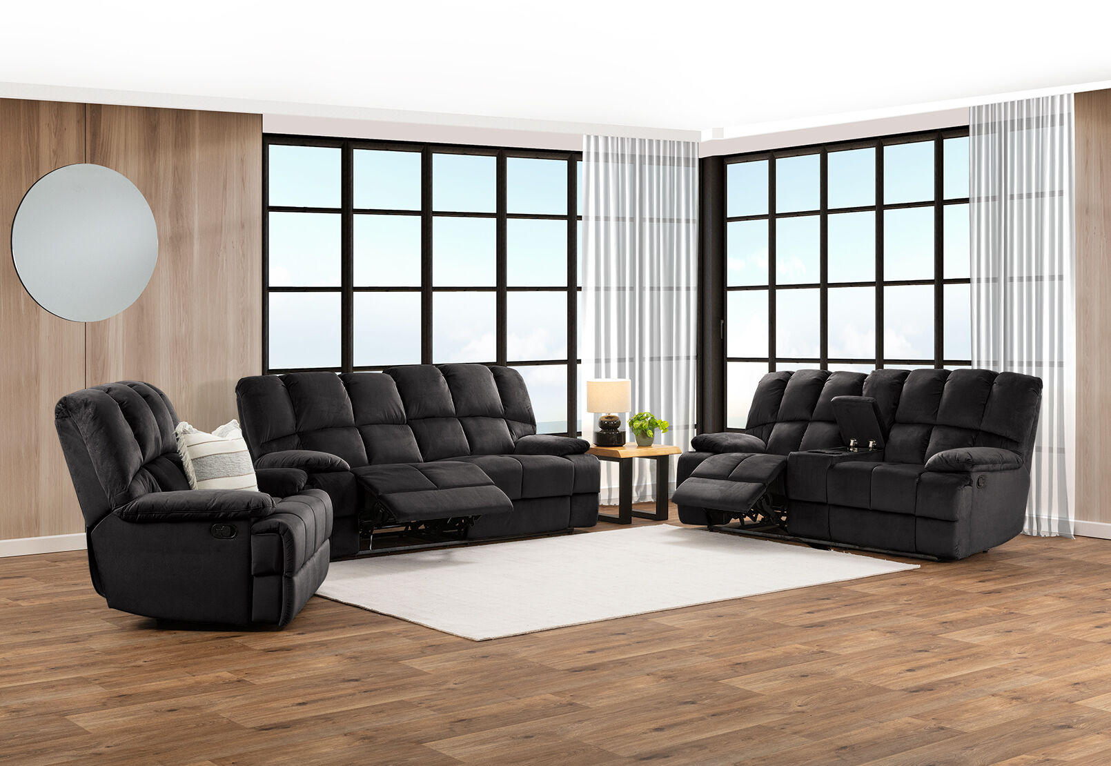 LEBRON FABRIC - 2 Seater with Recliners and Console LEBRON FABRIC