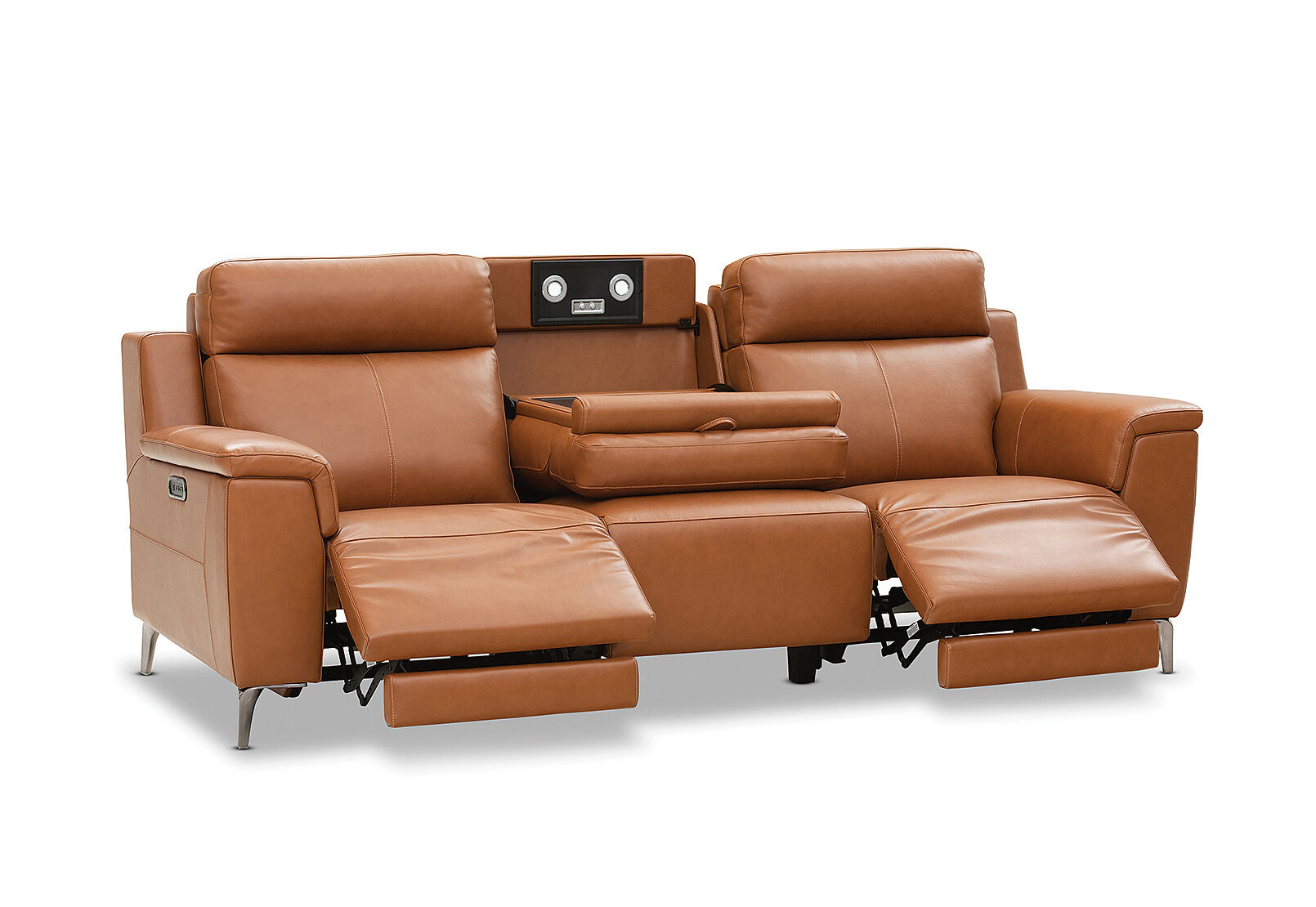 ARISTOTLE - Leather 3 Seater Sofa with 2 Inbuilt Electric Recliners ARISTOTLE