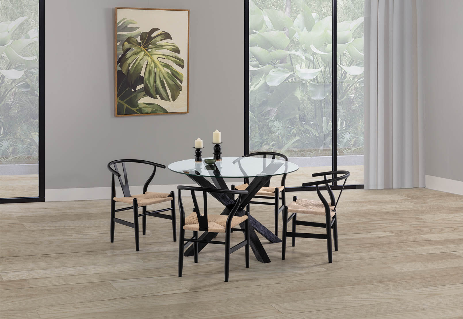 PROMENADE - 5 Piece Dining Suite with Wishbone Replica MKII Dining Chairs PROMENADE