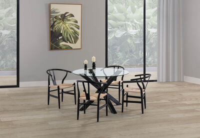 PROMENADE - 5 Piece Dining Suite with Wishbone Replica MKII Dining Chairs