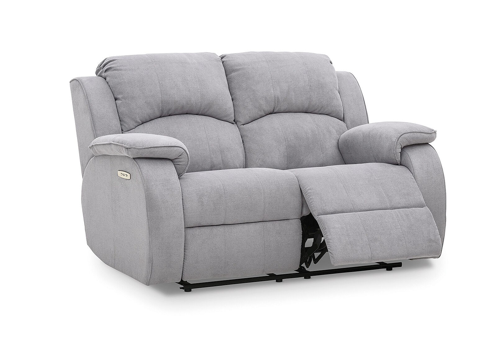 LIGHT GREY SALOON Fabric 2 Seater with 2 Inbuilt Electric Recliners