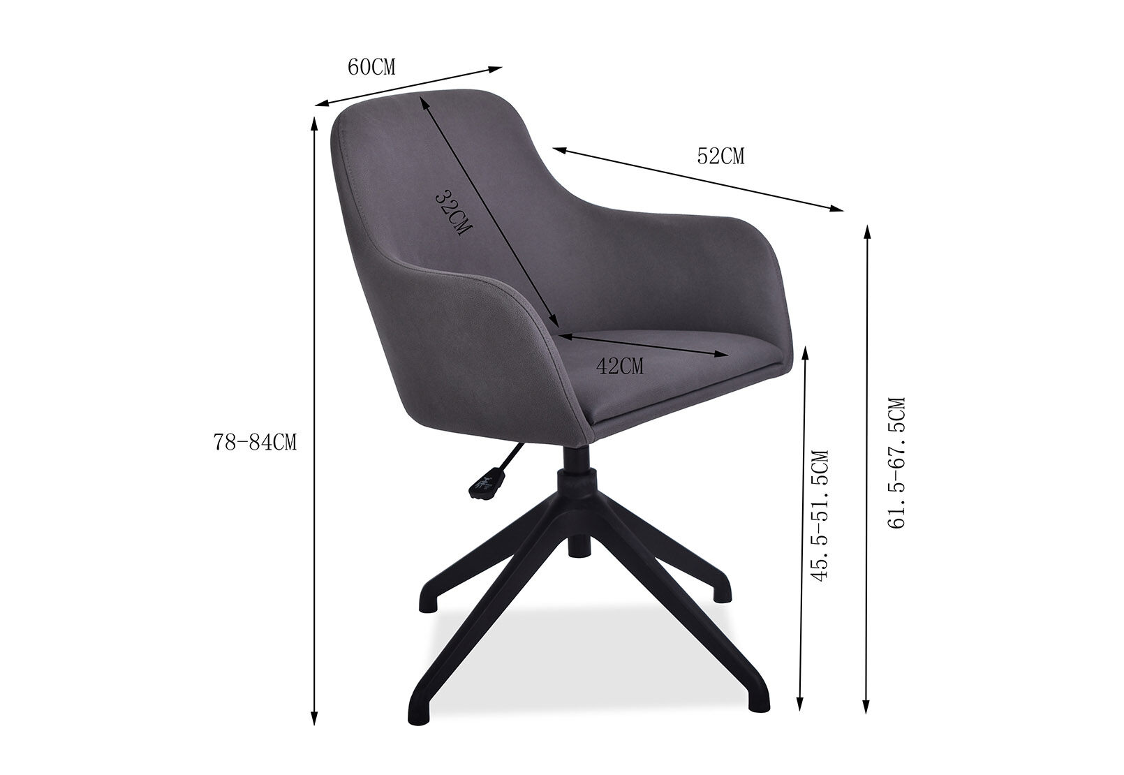 MIKAYLA - Grey Office Chair MIKAYLA