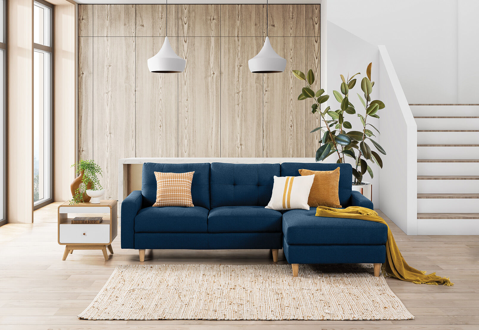 KELLER - Fabric 3 Seat RHF Chaise KELLER