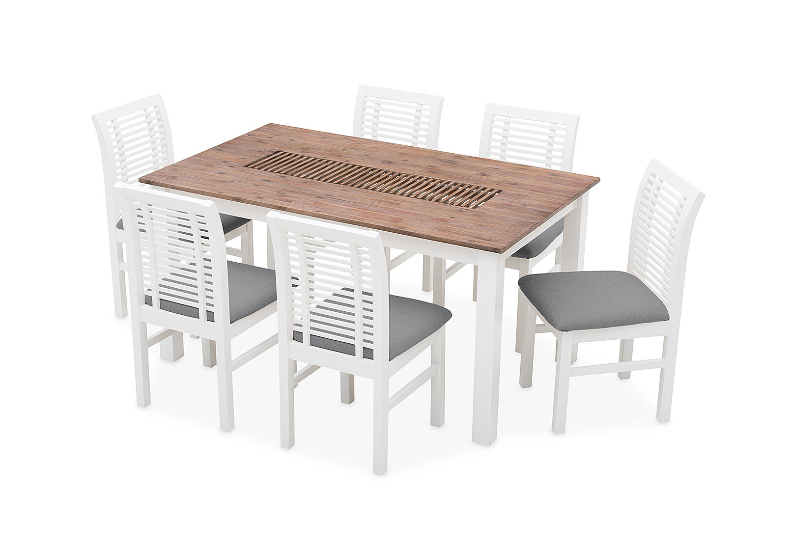 WHITE/PEWTER KOTA 7 Piece Dining Suite