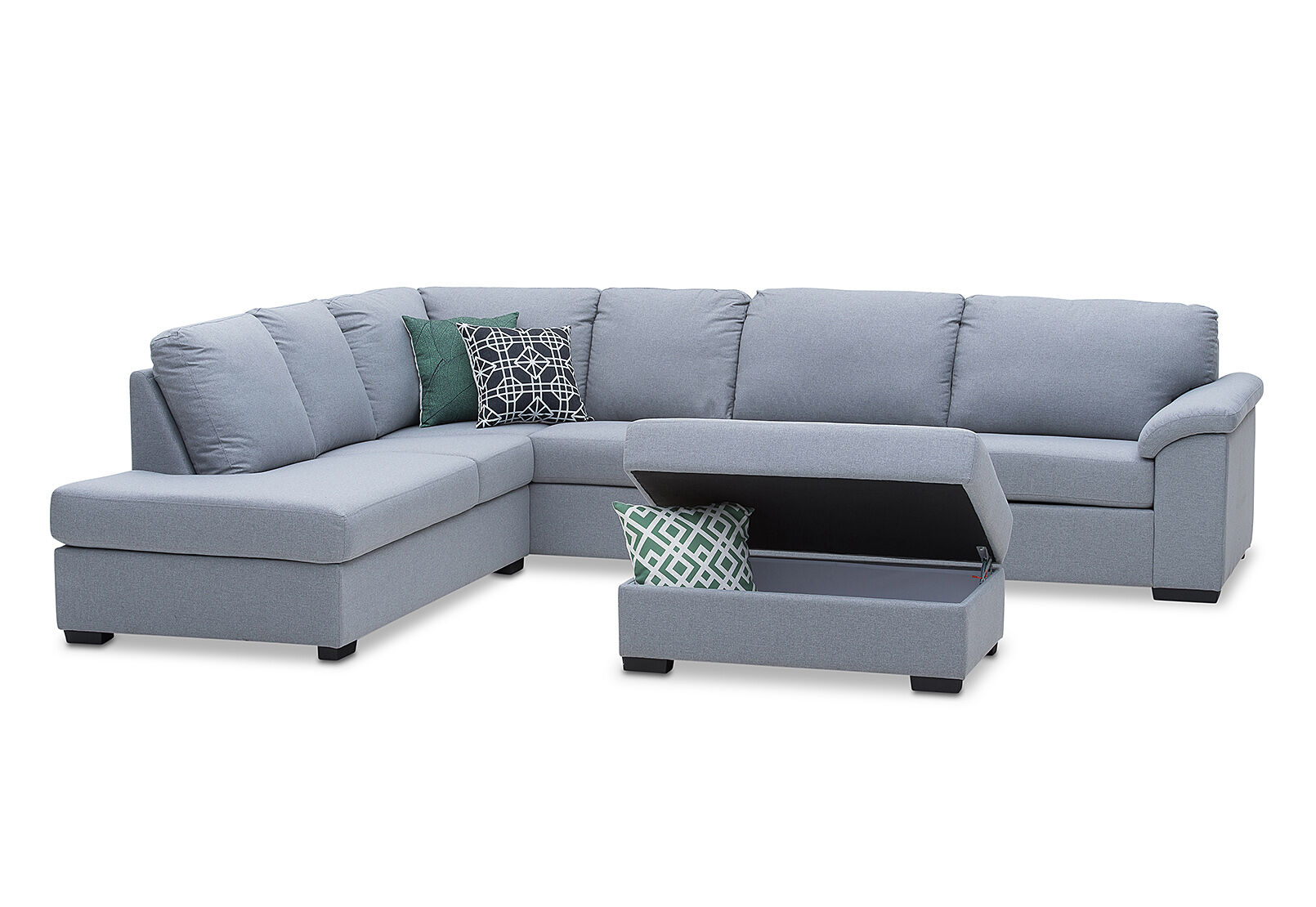 LIGHT GREY RUMPUS Fabric Corner Suite LeftHand Facing Chaise with Sofa Bed