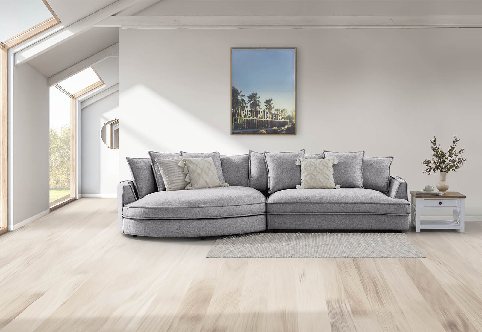 MID GREY THEA LHF Curved Chaise