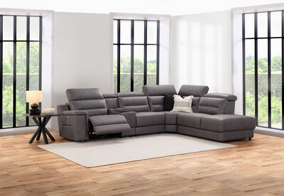 JEFFRIES FABRIC - Corner Lounge with Inbuilt Electric Recliner and RHF Chaise