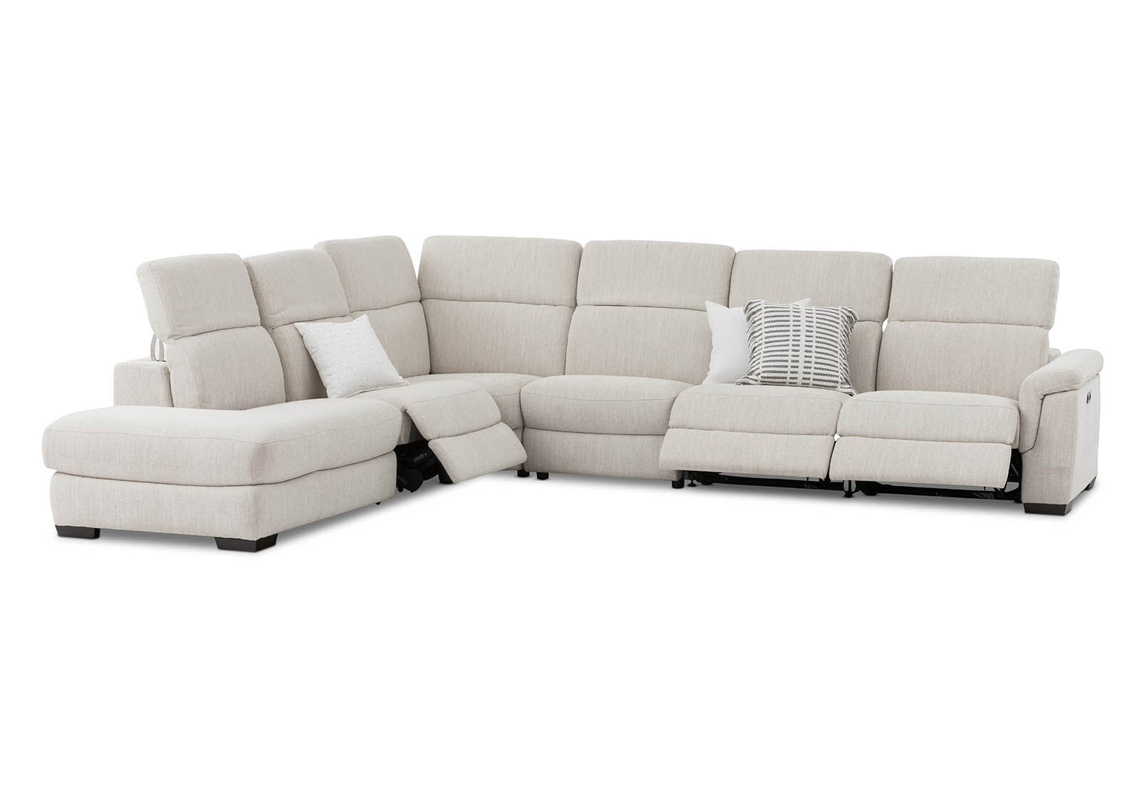 LUCIANO - Fabric Corner Lounge with 3 Inbuilt Electric Recliners and Left-Hand Facing Chaise LUCIANO