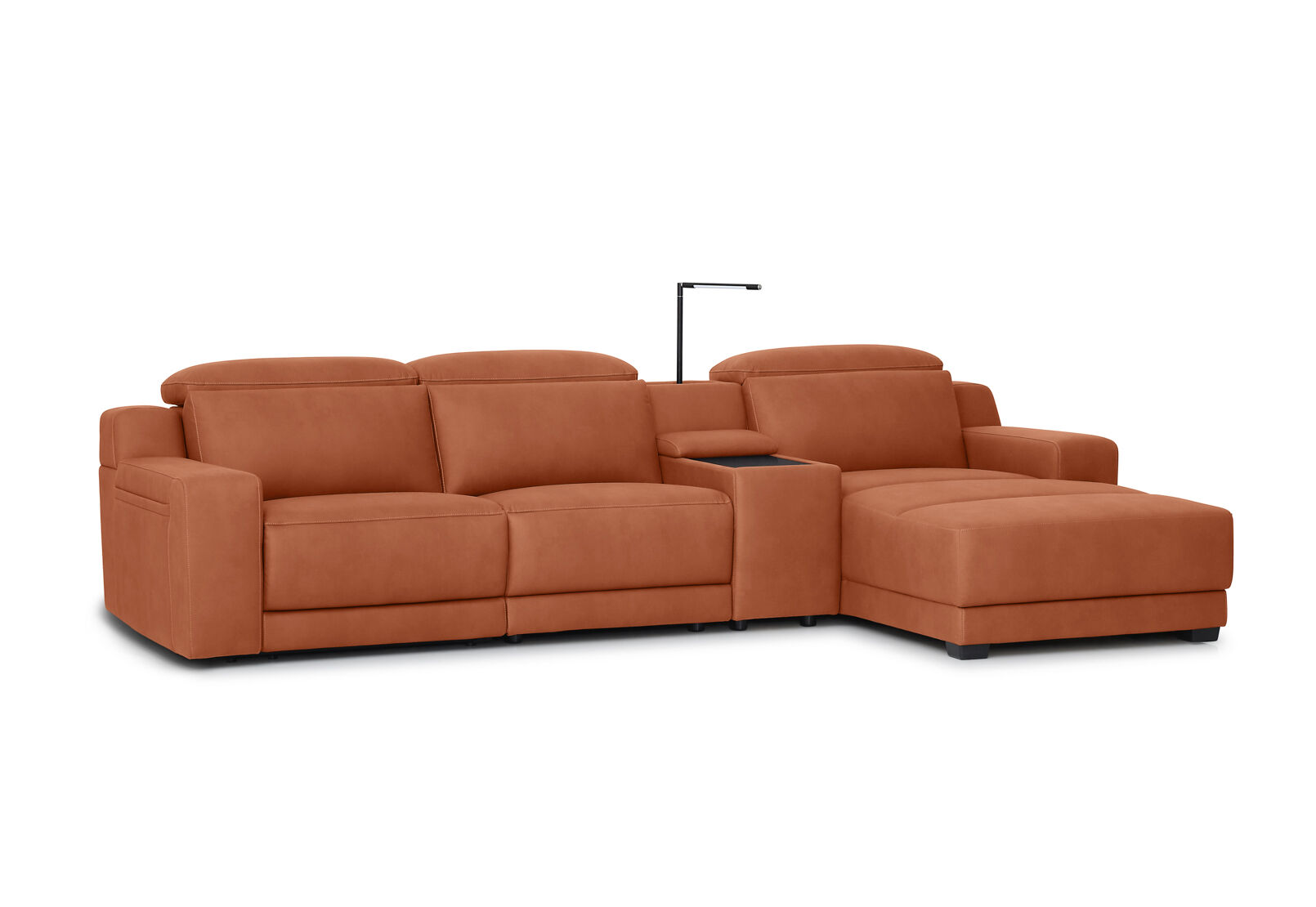 VANTRO FABRIC - 3 Seater RHF Chaise with Console and Inbuilt Electric Recliner VANTRO FABRIC