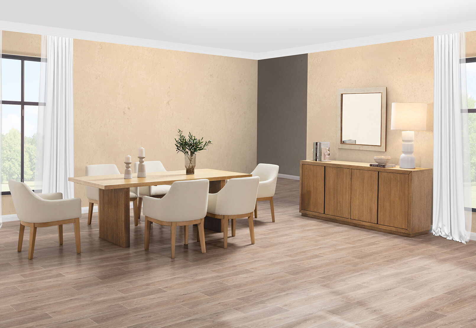 THORIN - 7 Piece Suite with Armondo Dining Chairs. THORIN