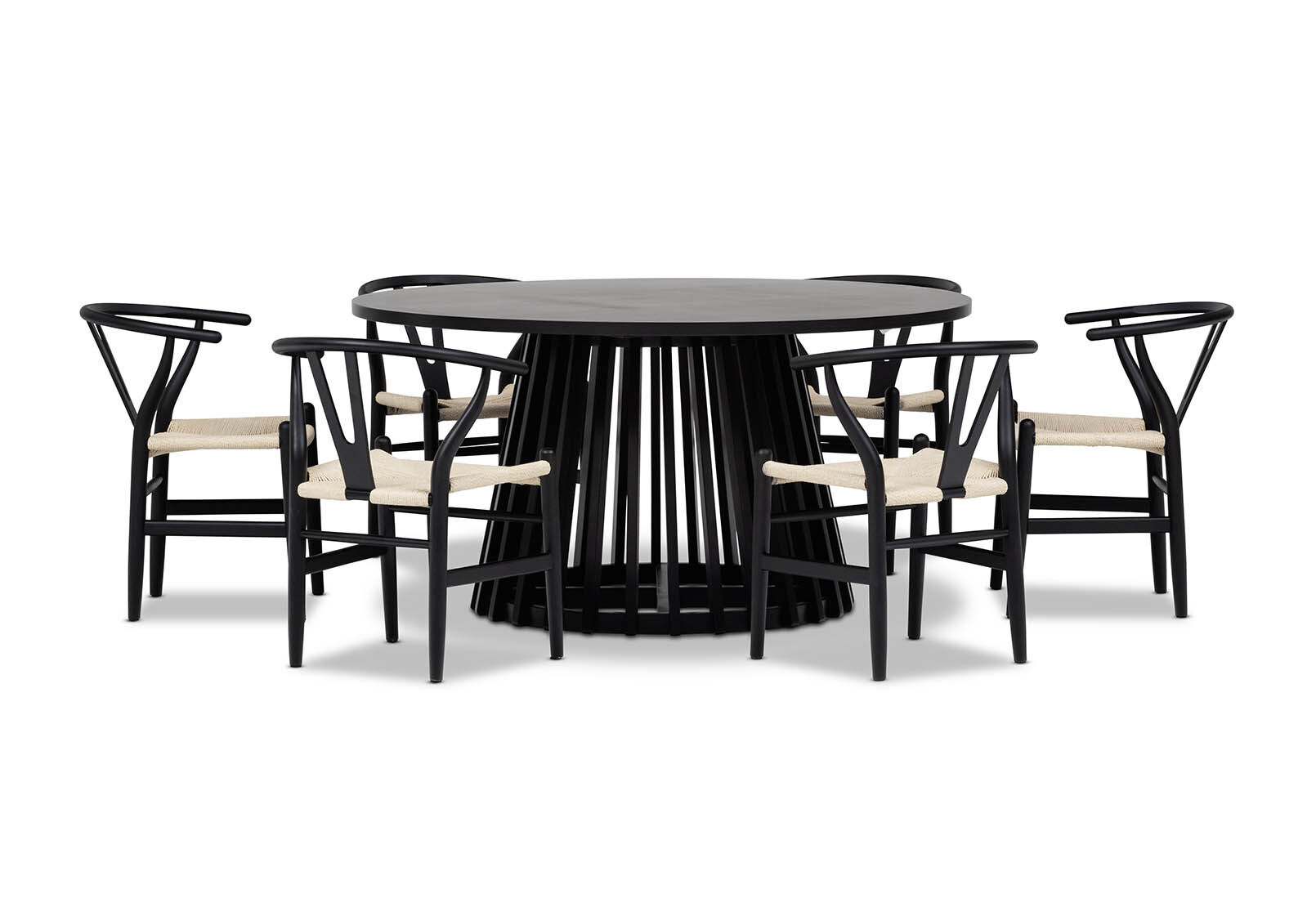 TORENTO - 7 Piece Dining Suite with Wishbone Replica MKII Chairs. TORENTO