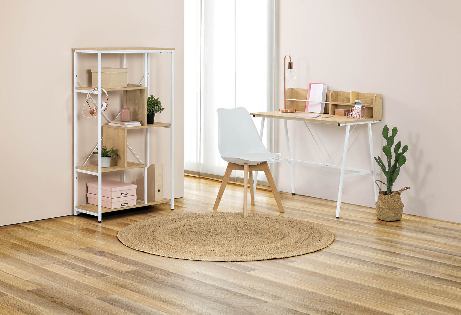 NATURAL WHITE AETNA 4 Tier Bookcase