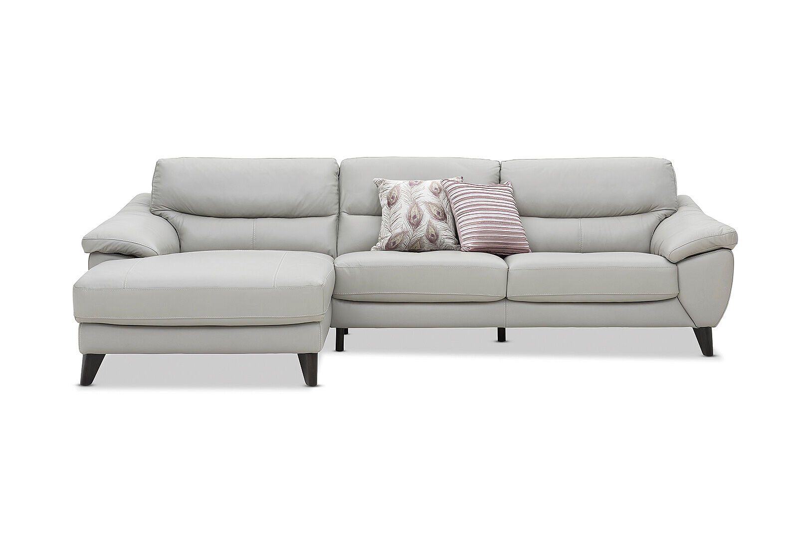 light grey cohen leather 3 seater chaise amart furniture